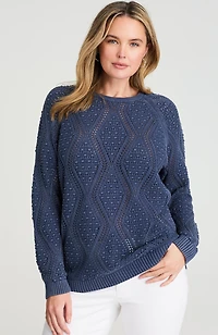 stonewashed popcorn-stitched sweater