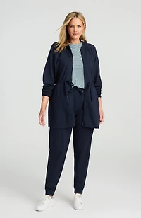 fit drawstring-waist knit jacket