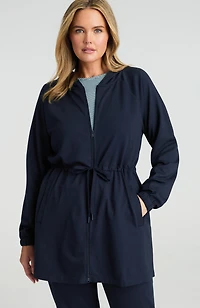 fit drawstring-waist knit jacket