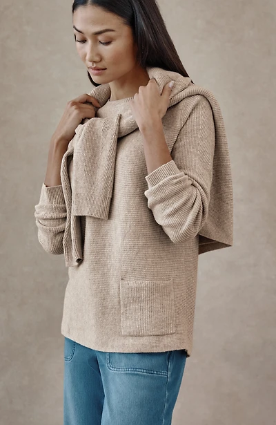 pure jill ribbed one-pocket sweater
