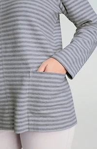 striped double-knit hoodie