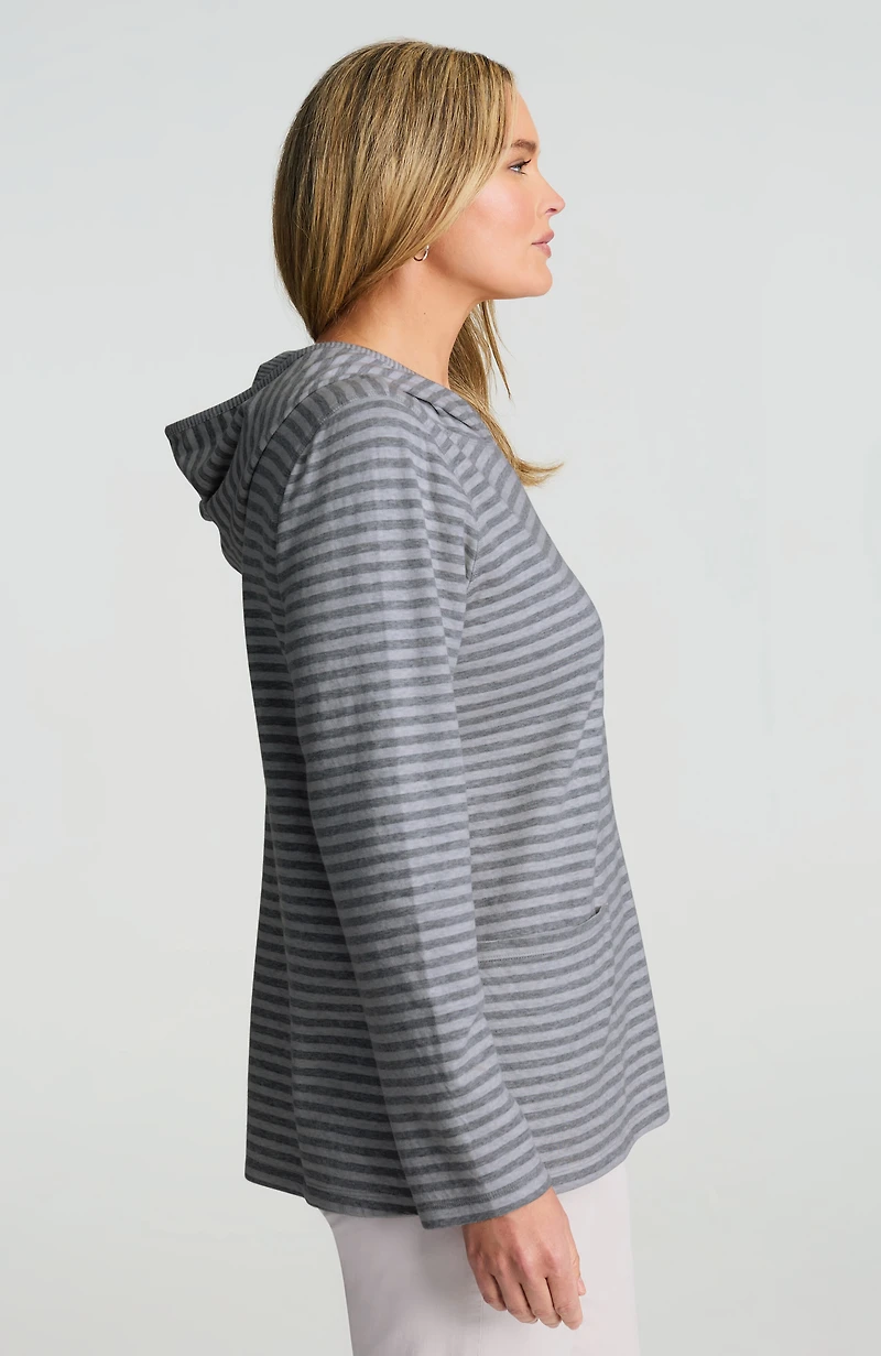striped double-knit hoodie