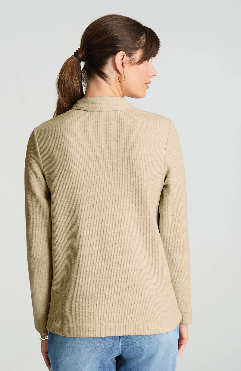 ribbed cotton-blend pullover
