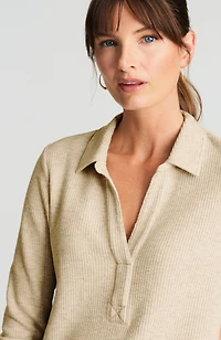 ribbed cotton-blend pullover