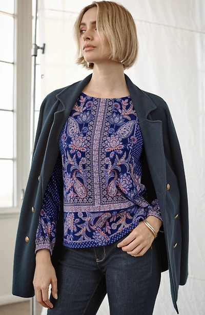 border-printed cotton and tencel™ modal top