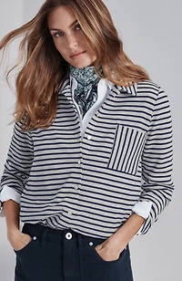 striped textured-knit shirt