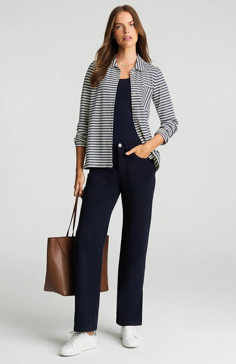 striped textured-knit shirt