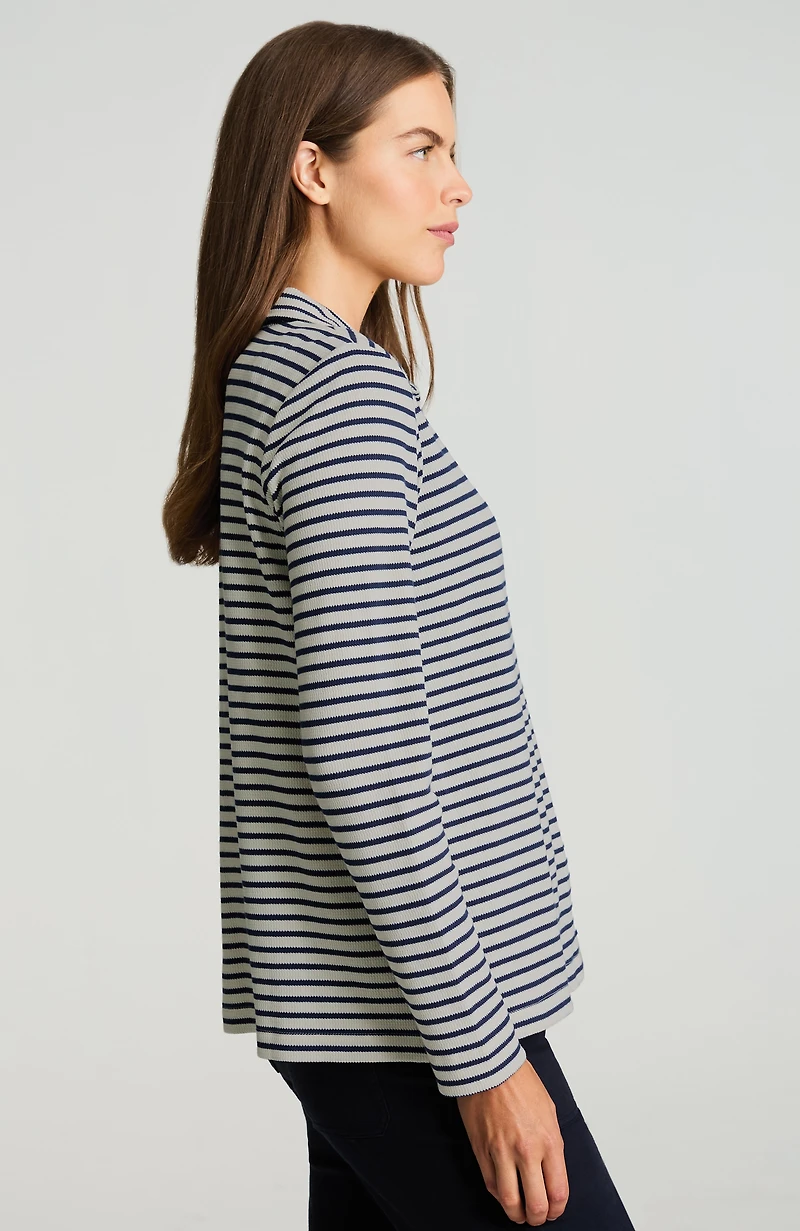 striped textured-knit shirt