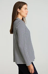striped textured-knit shirt