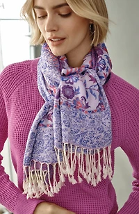 fringe-trim jacquard scarf