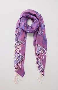 fringe-trim jacquard scarf