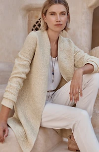 pure jill quilted open-front cardi