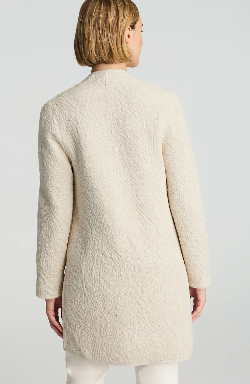 pure jill quilted open-front cardi