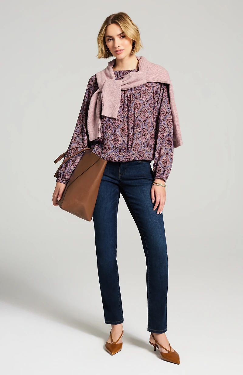 smocked elastic-hem top