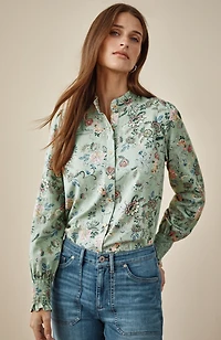ruffled-neck blouse