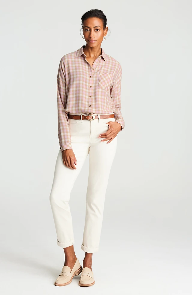 plaid brushed-twill shirt