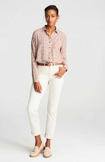 plaid brushed-twill shirt