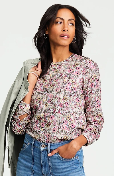 pima cotton band-collar shirt