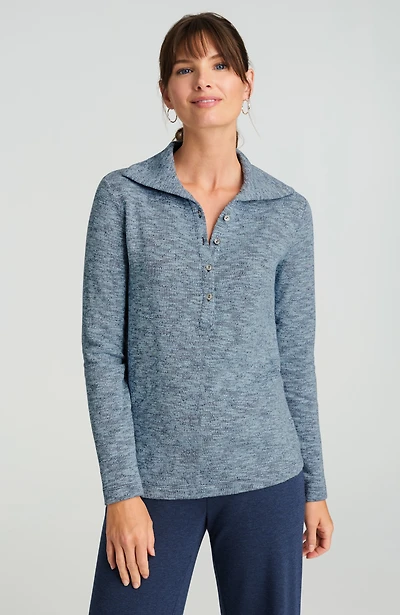 pure jill marl slub collared top