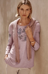 pure jill floral-embroidered top