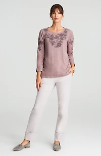 pure jill floral-embroidered top