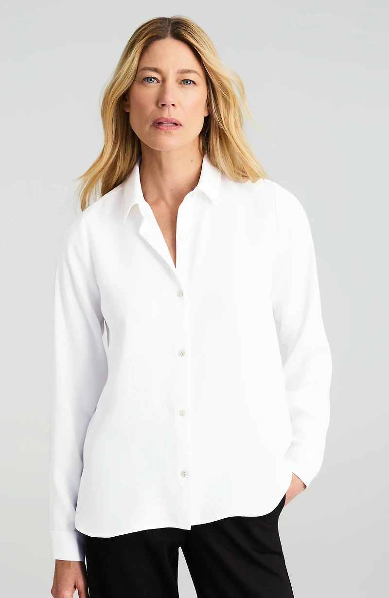 wearever easy-care satin button-front shirt