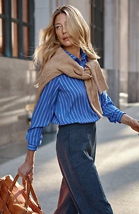 wearever easy-care satin button-front shirt