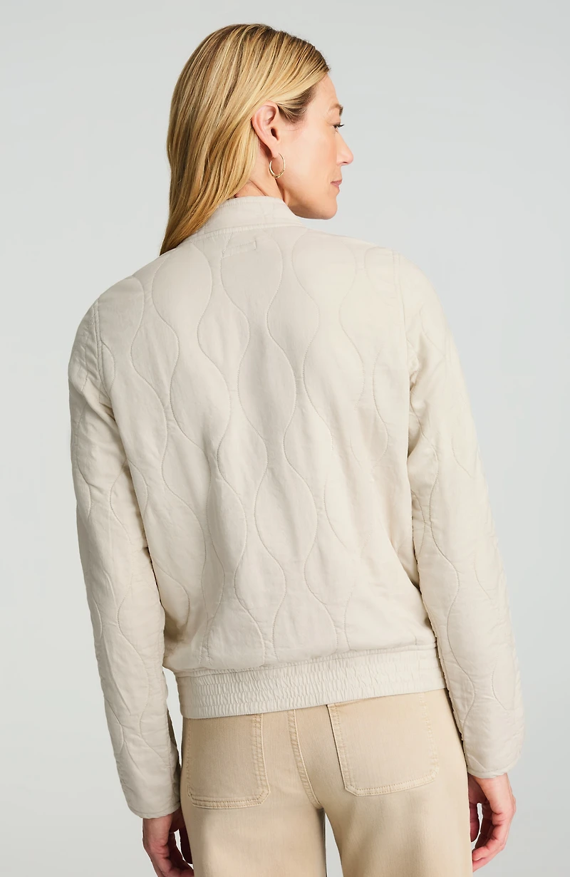 garment-dyed quilted zip-front jacket