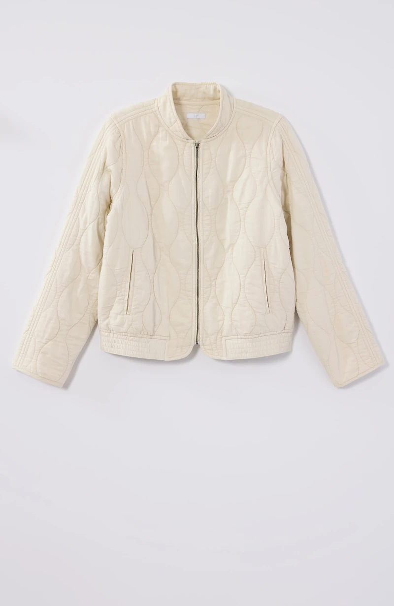garment-dyed quilted zip-front jacket