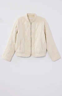 garment-dyed quilted zip-front jacket