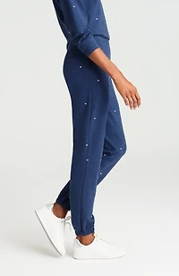 embroidered-heart joggers