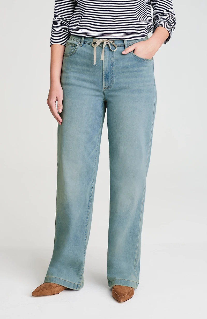 tie-waist wide-leg jeans