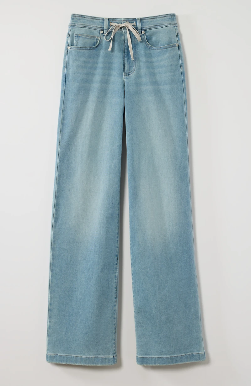 tie-waist wide-leg jeans