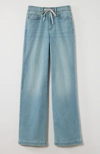 tie-waist wide-leg jeans