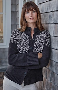 graphic fair isle cardi