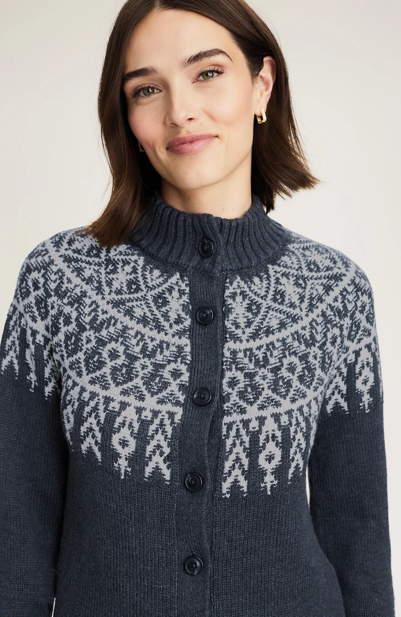 graphic fair isle cardi