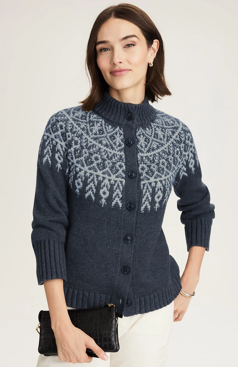 graphic fair isle cardi