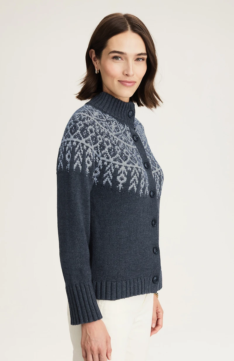 graphic fair isle cardi