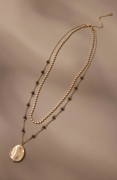 glistening pyrite layered necklace