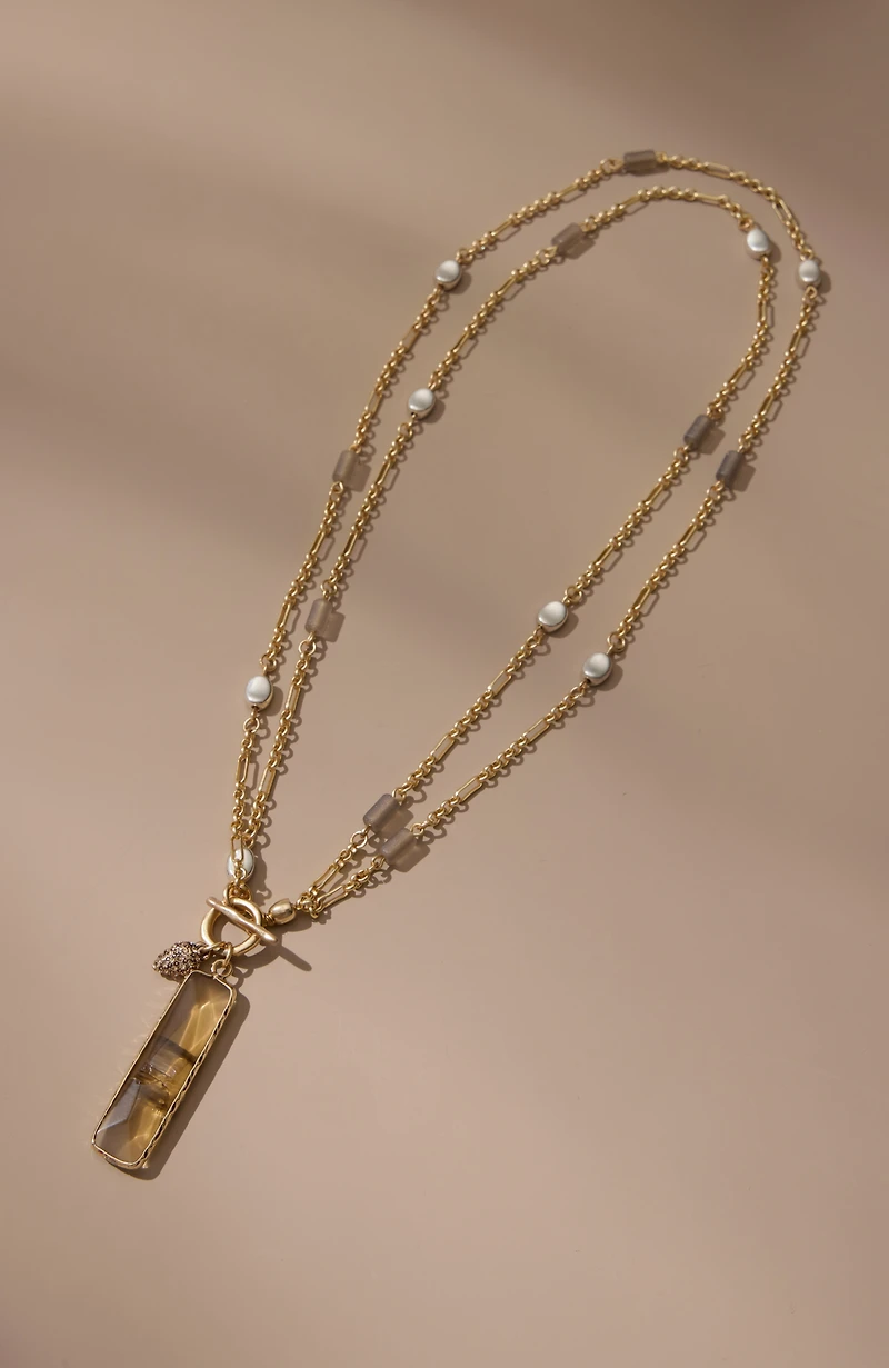 layered glass pendant necklace