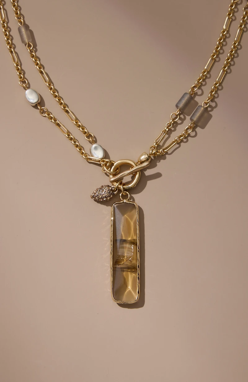 layered glass pendant necklace
