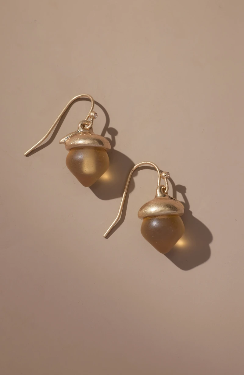 frosted glass acorn earrings