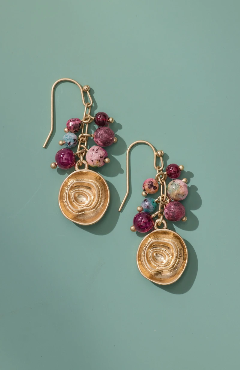 mixed-beads cluster earrings