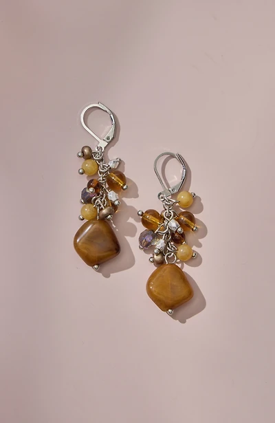mixed-beads cluster earrings