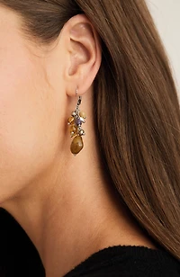 mixed-beads cluster earrings