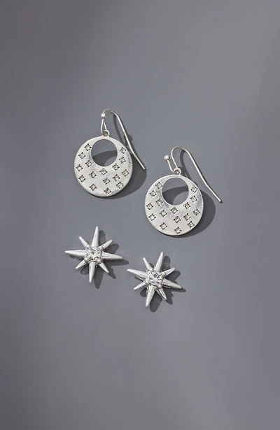 twinkling silvertone earring set