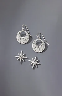 twinkling silvertone earring set