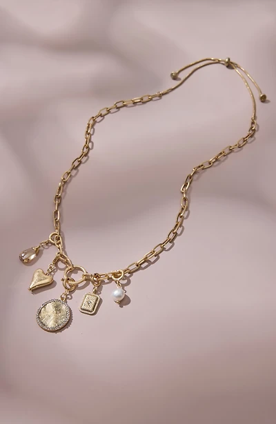 goldtone charm necklace