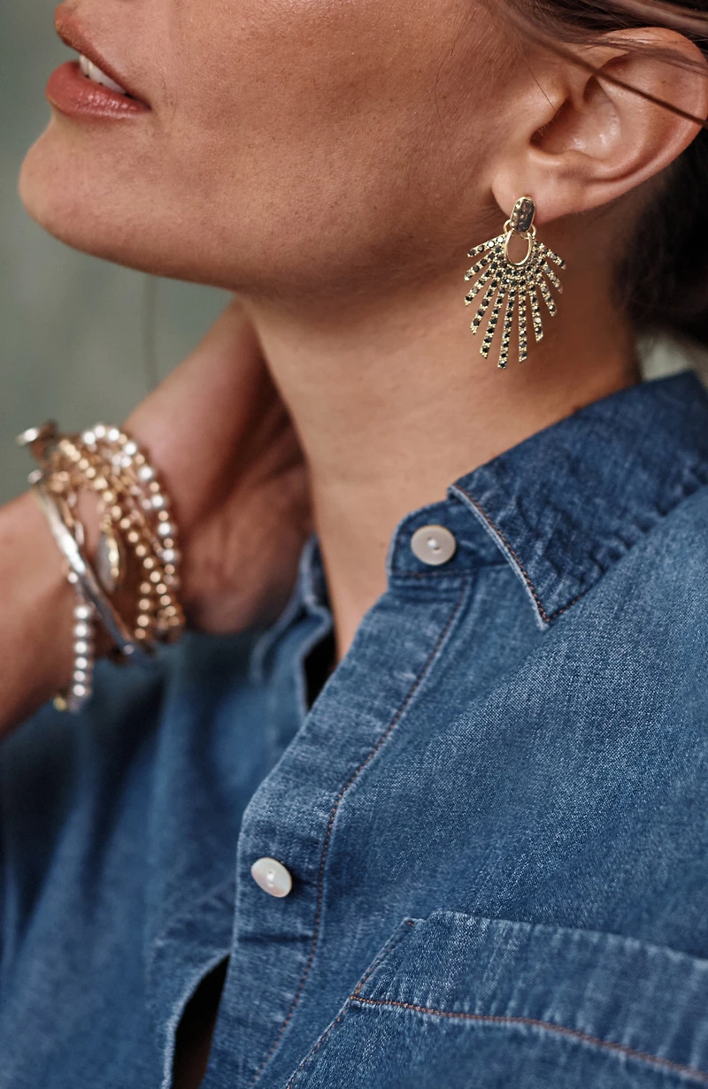 sparkling goldtone statement earrings