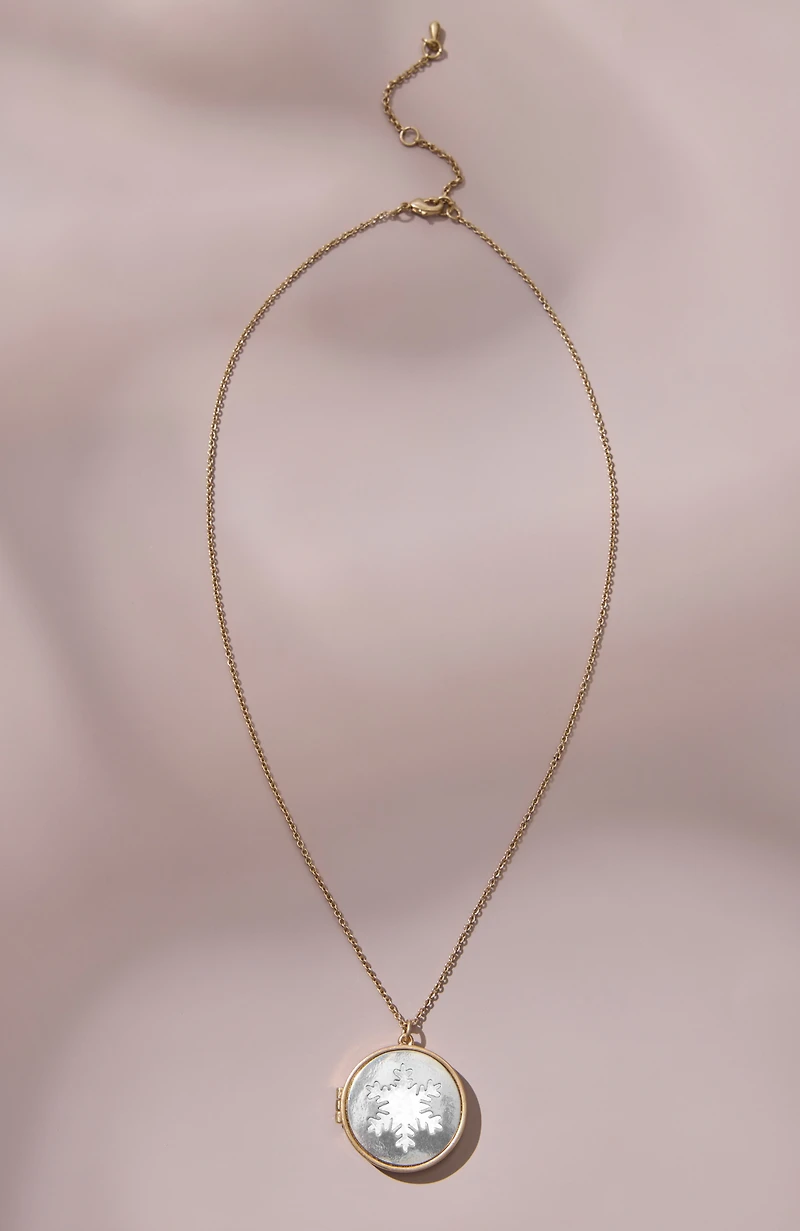 snowflake locket necklace